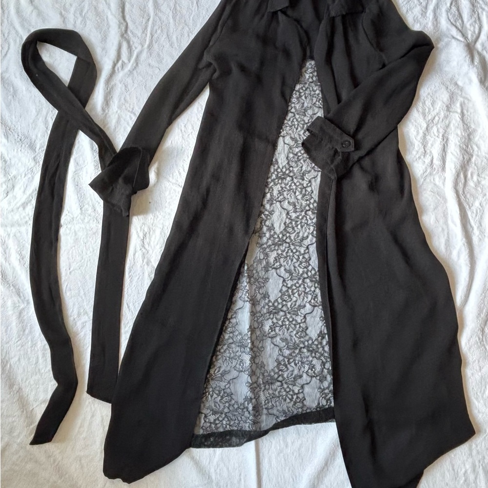 Zara Black Sheer Lace Duster